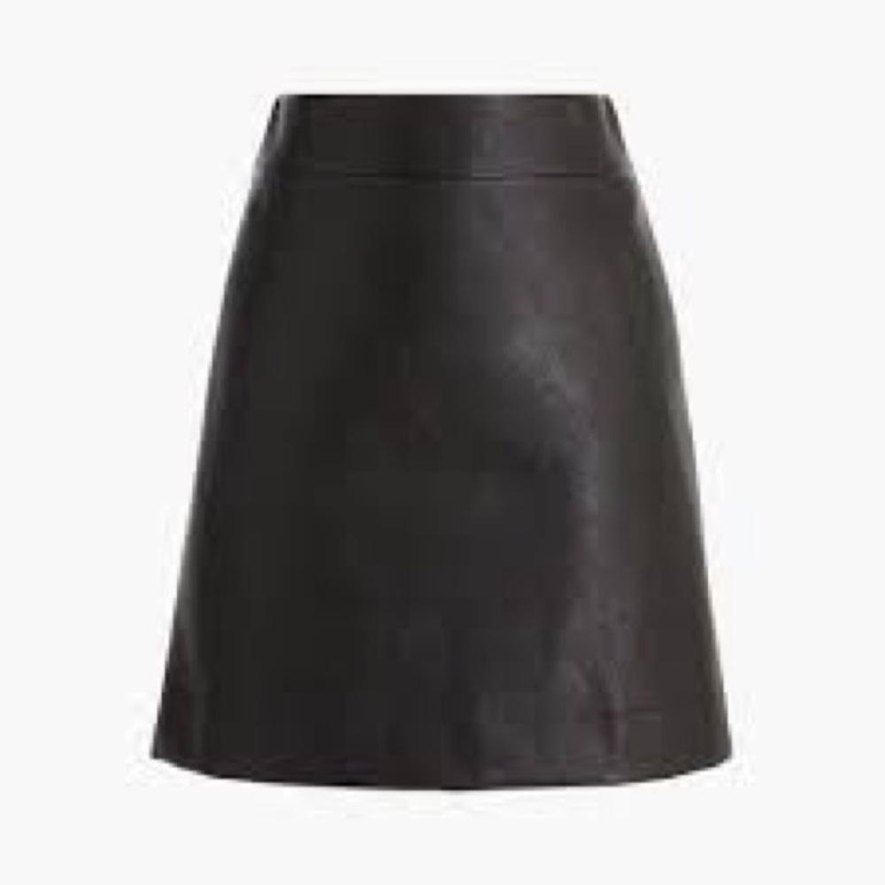 NWT - J. Crew Black A-Line Leather Skirt